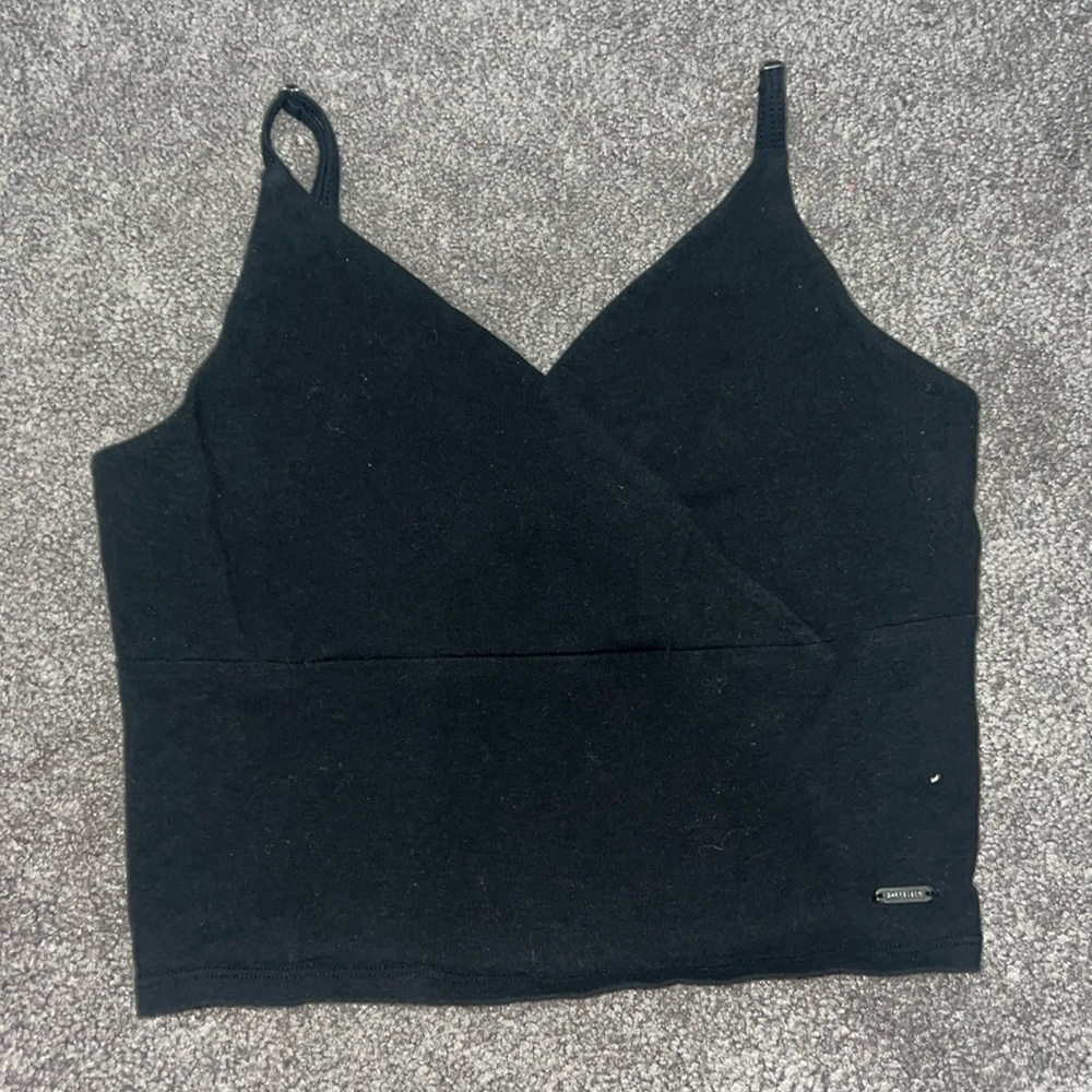 Hollister cropped black tank top